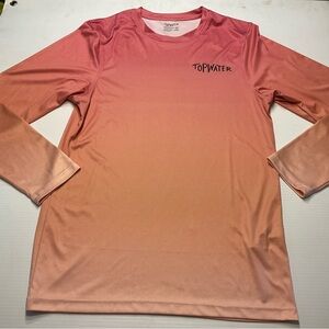 Topwater Shirt Men Sz S Clothing Fishing Long Sleeve Pink Peach Ombré UPF 50+